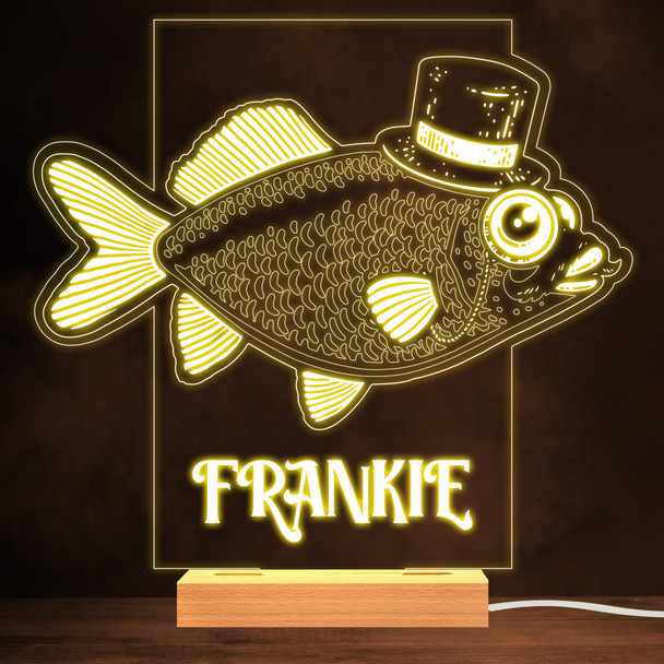 Gentleman Fish With Moustache Warm White Lamp Personalized Gift Night Light