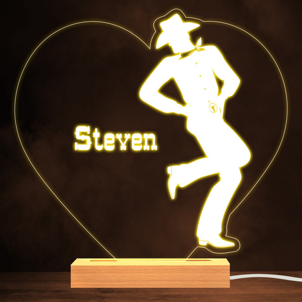 Heart Dancing Cowboy Warm White Lamp Personalized Gift Night Light