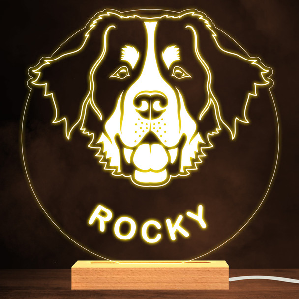 Bernese Mountain Dog Pet Silhouette Warm Lamp Personalized Gift Night Light