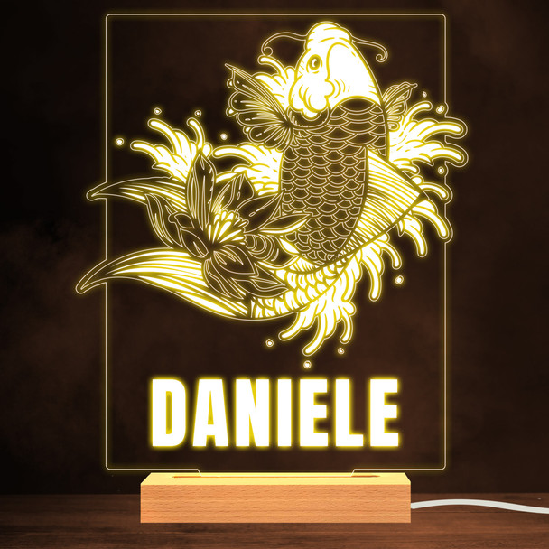 Line Art Japan Fish Warm White Lamp Personalized Gift Night Light