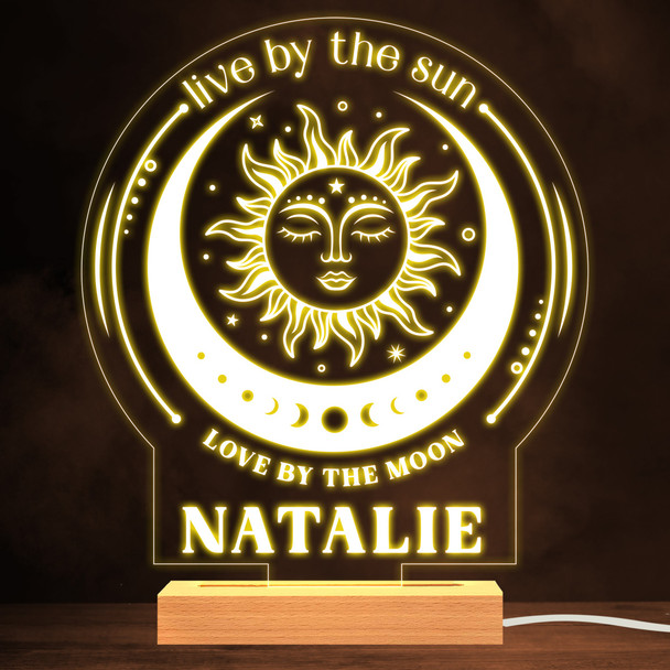 Boho Sun & Crescent Moon Mystic Warm White Lamp Personalized Gift Night Light