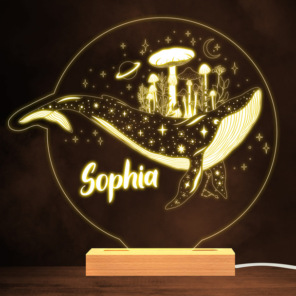 Mystical Whale Stars Planet Mushrooms Warm Lamp Personalized Gift Night Light