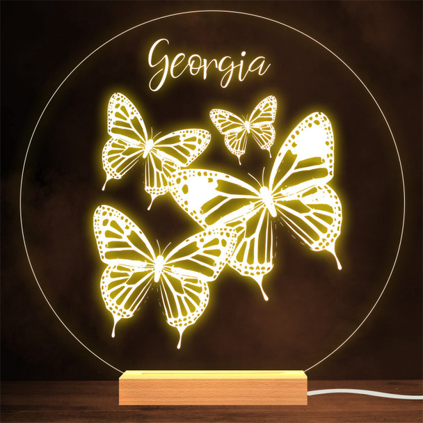 Butterflies Round Name Personalized Gift Lamp Night Light