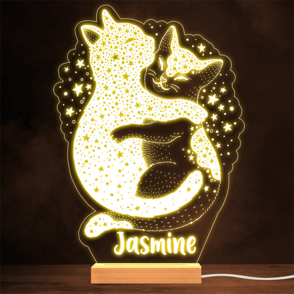 Two Stars Cats Hugging Gothic Mystic Personalized Gift Lamp Night Light