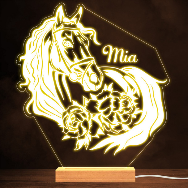 Horse With Flowers Pretty Animal Pet Lover Personalized Gift Lamp Night Light