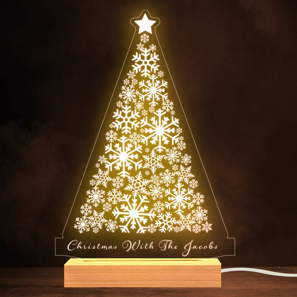 Christmas Tree Made From Snowflakes Family Personalized Gift Lamp Night Light