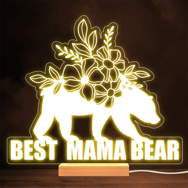 Best Mama Bear Flowers Mother's Day Mum or Mom Personalized Gift Warm Lamp Night Light