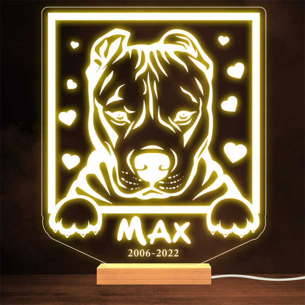 American Pit Bull Terrier Dog Memorial Pet Loss Personalized Gift Lamp Night Light