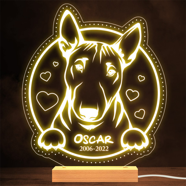 Bull Terrier Dog Memorial Pet Loss Personalized Gift Warm Lamp Night Light