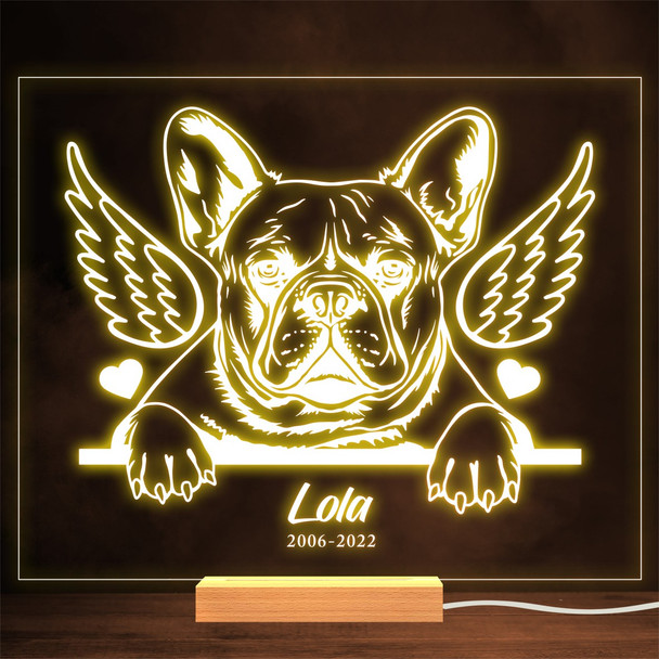 French Bulldog Angel Memorial Pet Loss Personalized Gift Warm Lamp Night Light