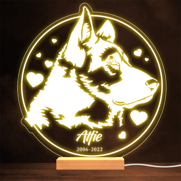German Shepherd Dog Memorial Pet Loss Dates Round Personalized Gift Lamp Night Light