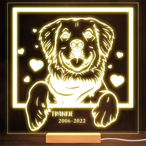 Golden Retriever Dog Memorial Pet Loss Dates Personalized Gift Lamp Night Light