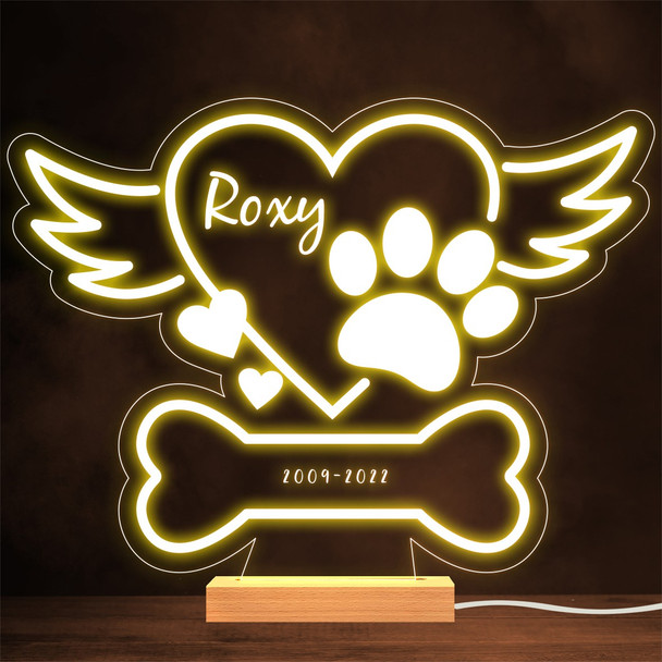 Pet Paw Angel Wings Bone Cat Dog Loss Memorial Personalized Gift Lamp Night Light