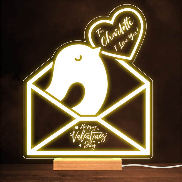 Bird Envelope Holding A Valentine's Day I Love You Personalized Gift Lamp Night Light
