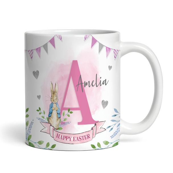 Peter Rabbit Pink Name Happy Easter Gift Coffee Tea Cup Personalized Mug