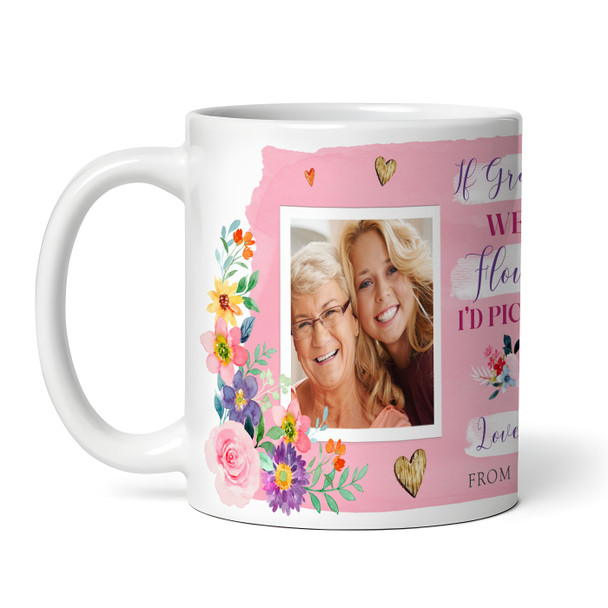 Grammy Pink Flowers Photo Gift Coffee Tea Cup Personalized Mug