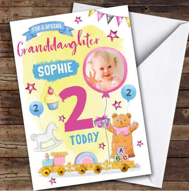 Baby Toys Gifts Girl Photo Granddaughter 2nd Custom Personalized Birthday Card
