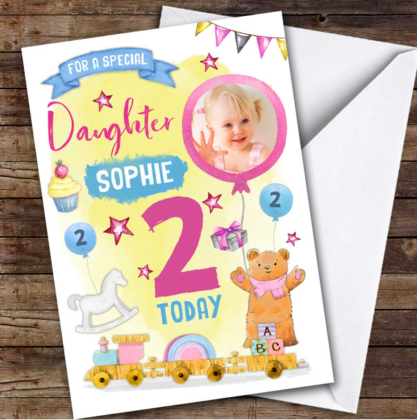 Baby Toys Gifts Photo Daughter 2nd Custom Personalized Birthday Card