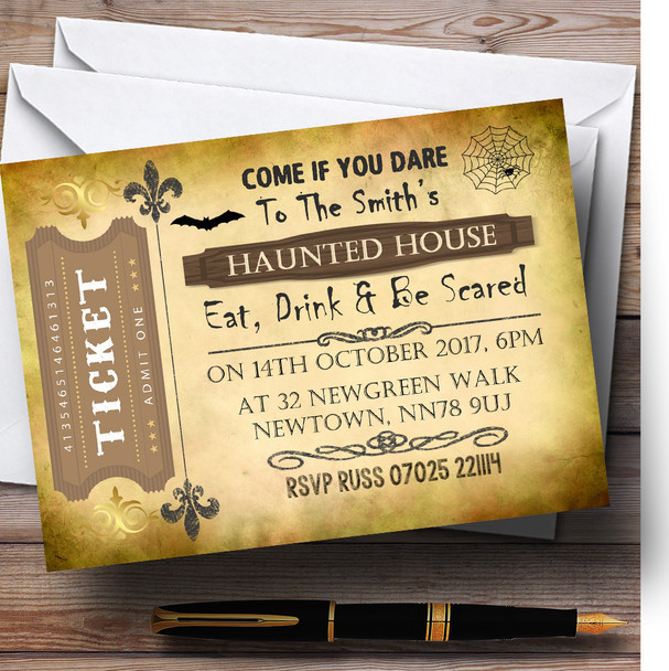 Scary Ticket Personalized Halloween Party Invitations