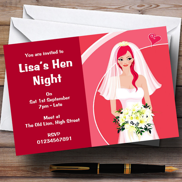 Hot Pink Bride To Be Personalized Hen Do Night Party Invitations