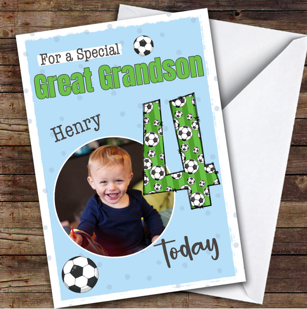 4th Great Grandson Football Boys Custom Personalized Birthday Card