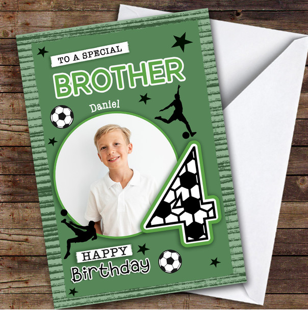 4th Brother Football Photo Boys Custom Personalized Birthday Card