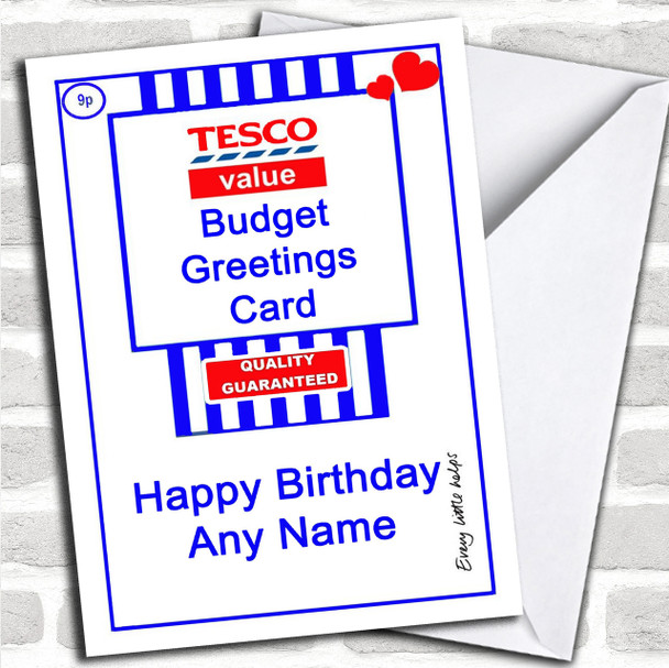 Funny Joke Tesco Value Spoof Personalized Birthday Card