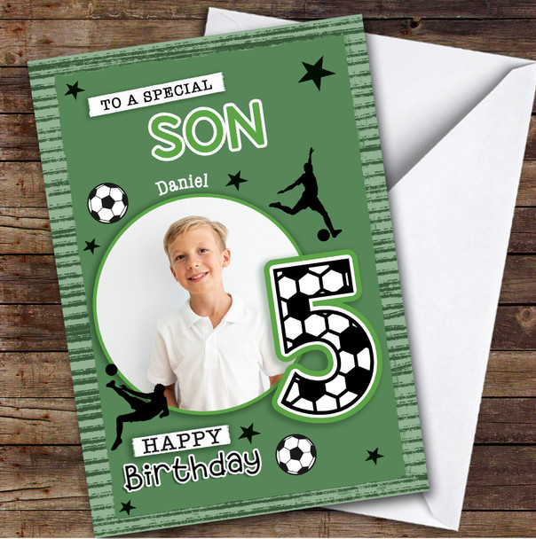 5th Son Football Photo Boys Custom Personalized Birthday Card