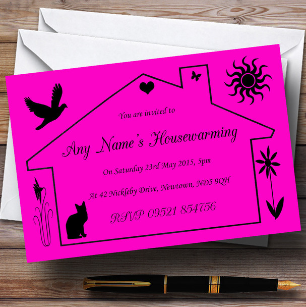 Pink Design Housewarming Party Personalized Invitations
