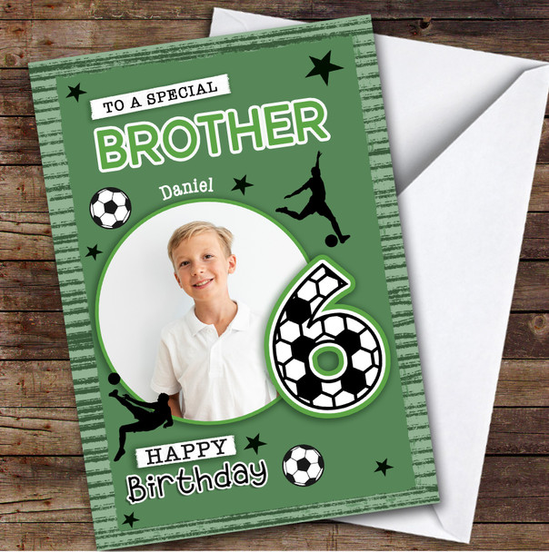 6th Brother Football Photo Boys Custom Personalized Birthday Card