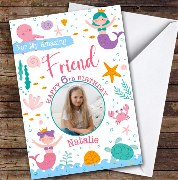 6th Friend Sea Life Photo Custom Personalized Birthday Card