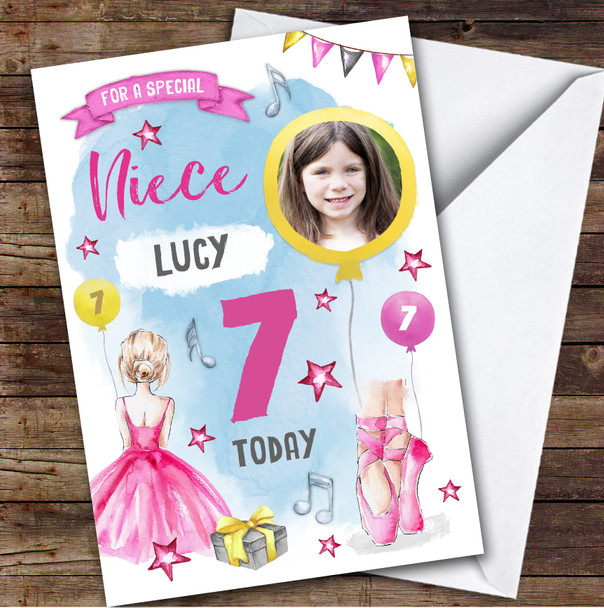 Ballet Ballerina Dancer Photo Niece 7th Custom Personalized Birthday Card