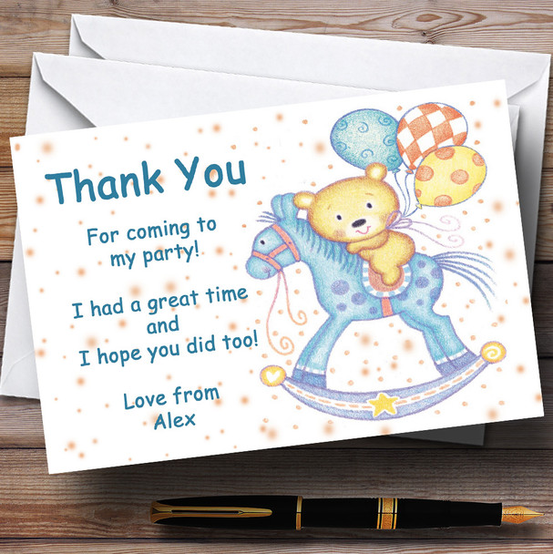 Rocking Horse Baby Children's Personalized Party Thank You Cards