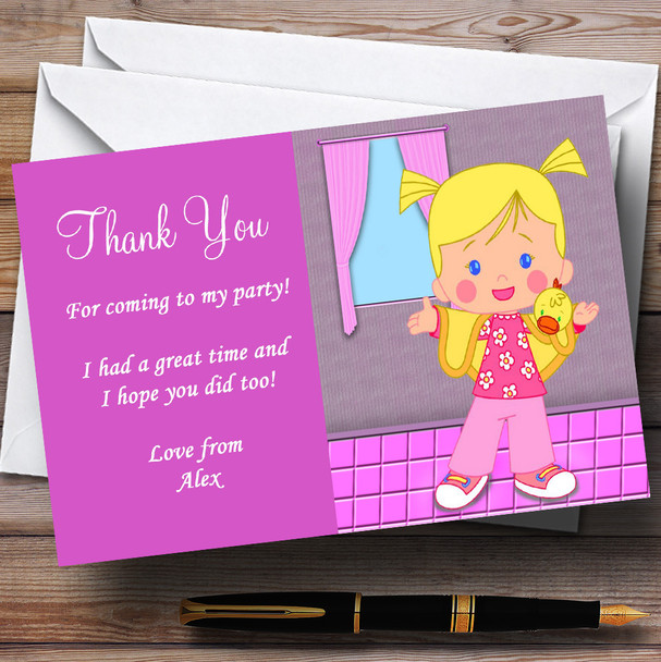 Chloe's Closet Pink Personalized Children's Birthday Party Thank You Cards