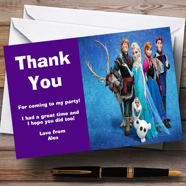 Frozen Blue Personalized Children's Birthday Party Thank You Cards