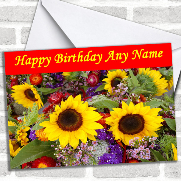 Sunflowers Personalized Birthday Card