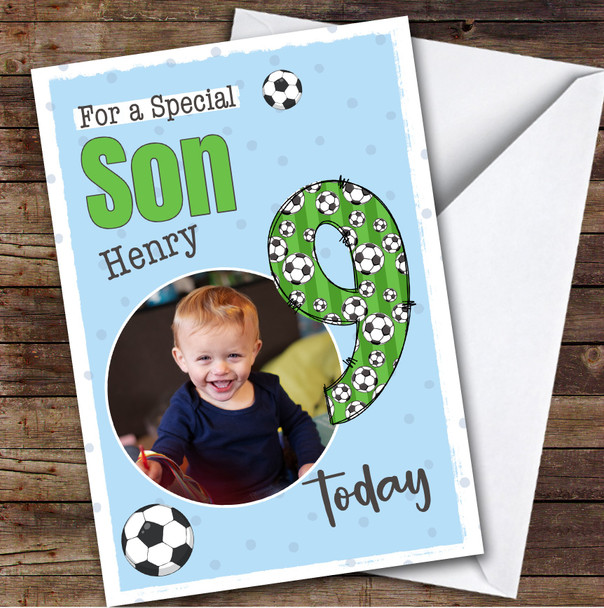 9th Son Football Boys Custom Personalized Birthday Card