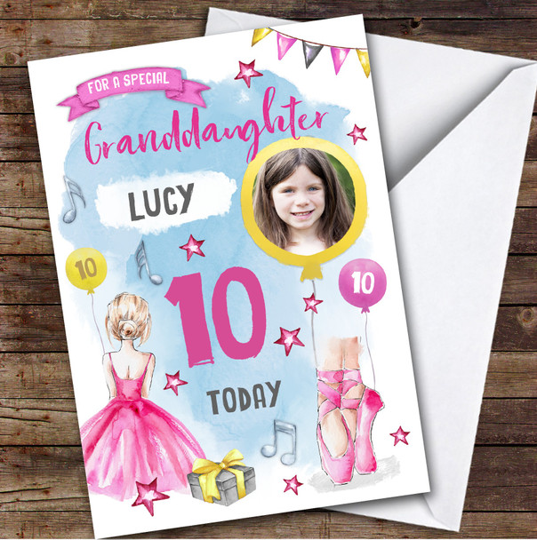 Ballet Ballerina Dancer Photo Granddaughter 10th Personalized Birthday Card
