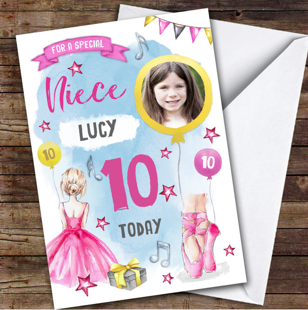 Ballet Ballerina Dancer Photo Niece 10th Custom Personalized Birthday Card