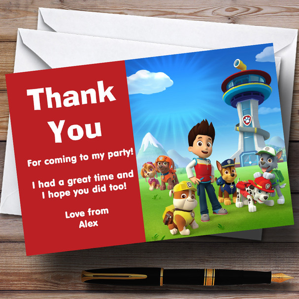 Paw Patrol Personalized Children's Birthday Party Thank You Cards