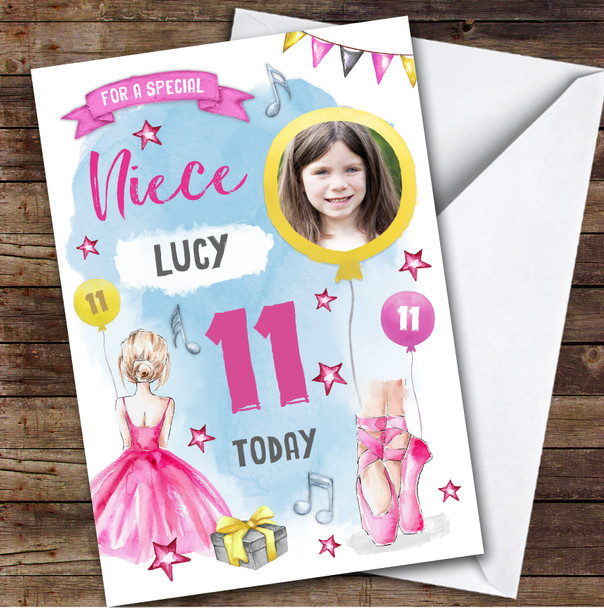 Ballet Ballerina Dancer Photo Niece 11th Custom Personalized Birthday Card Ballet Ballerina Dancer Photo Niece 11th Custom Personalized Birthday Card