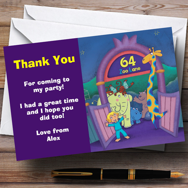 Zoo Lane Personalized Children's Birthday Party Thank You Cards