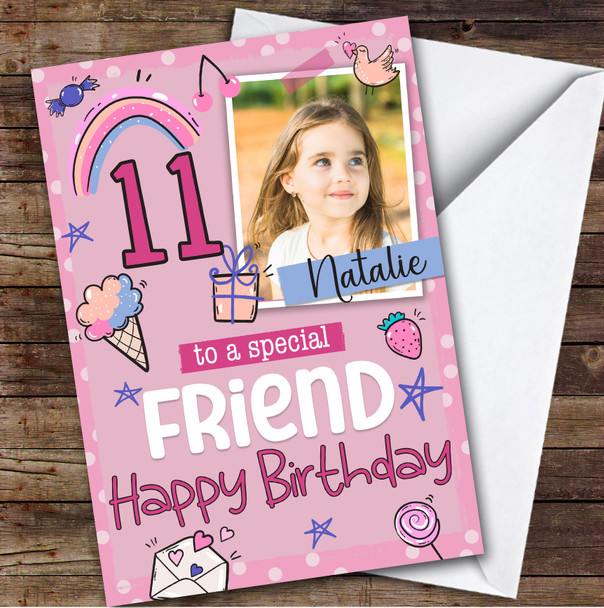 Friend 11th Photo Custom Personalized Birthday Card