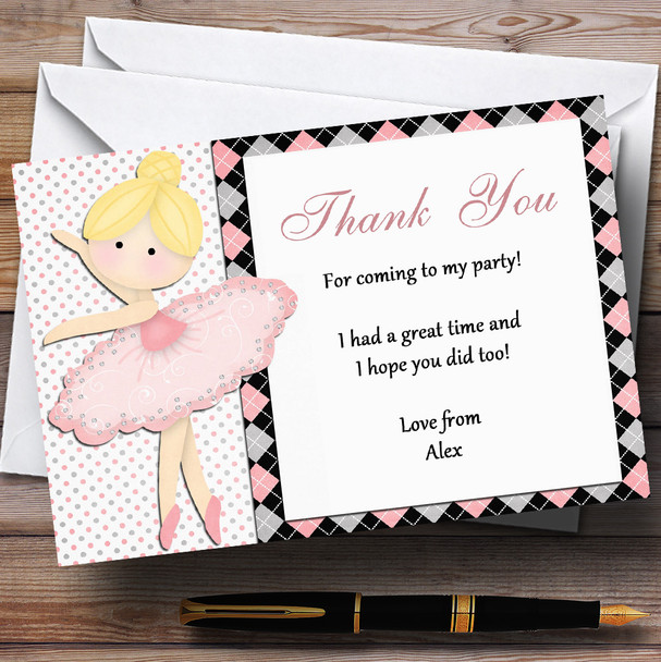 Beautiful Ballet Dancer Personalized Birthday Party Thank You Cards
