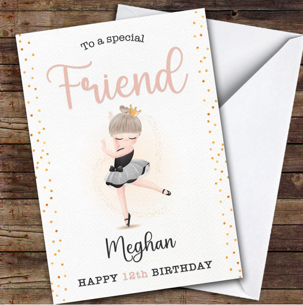 Friend 12th Ballet Dancer Ballerina Custom Personalized Birthday Card