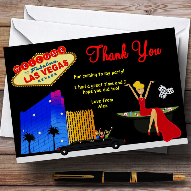 Casino Las Vegas Personalized Birthday Party Thank You Cards
