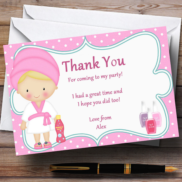 Pink Girly Makeover Personalized Birthday Party Thank You Cards