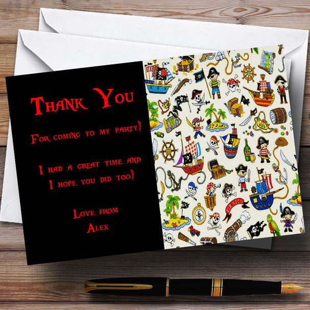 Pirate Personalized Birthday Party Thank You Cards