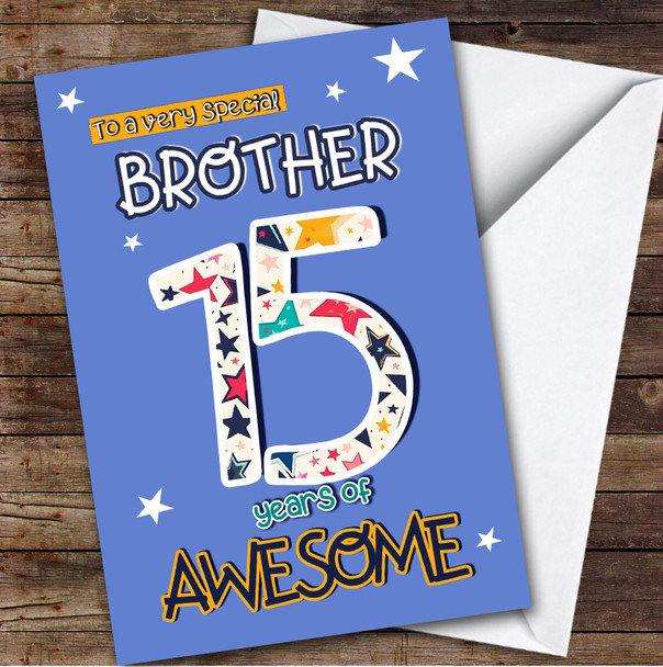 15th Brother Stars Teenager Boys Custom Personalized Birthday Card