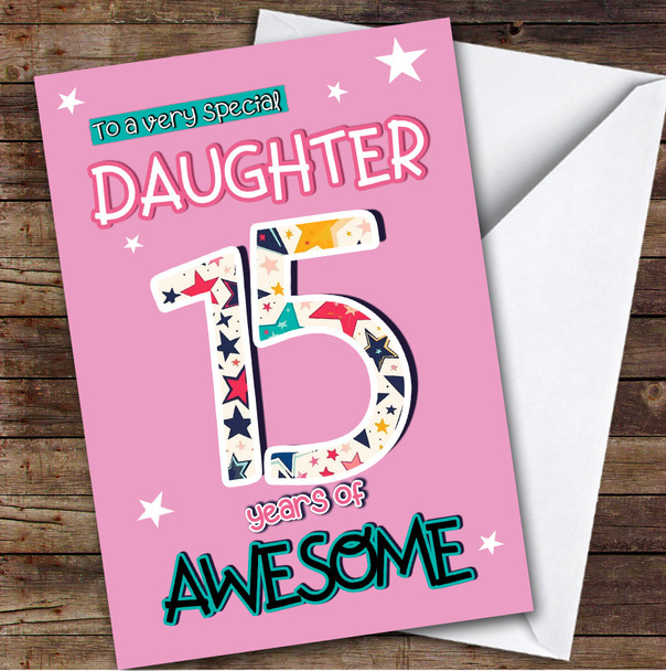15th Daughter Stars Teenager Custom Personalized Birthday Card